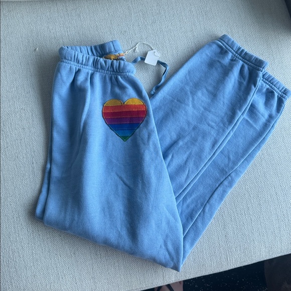 NWT Aviator Nation RAINBOW HEART STITCH SWEATPANTS - Picture 4 of 6